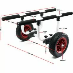 WILTEC Chariot De Transport Alu 90kg Pour Kayak Canoë Avec Grande Roue PU Ø26cm & Largeur Réglable -Wiltec Boutique 21614822 3