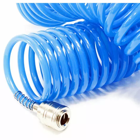 WILTEC Tuyau D'air Comprimé PE 20m 5x8mm En Spirale Raccord Rapide NW 7.2 Embout Mâle Protection Anti-plis 4 WILTEC Tuyau D'air Comprimé PE 20m 5x8mm En Spirale Raccord Rapide NW 7.2 Embout Mâle Protection Anti-plis – Image 2