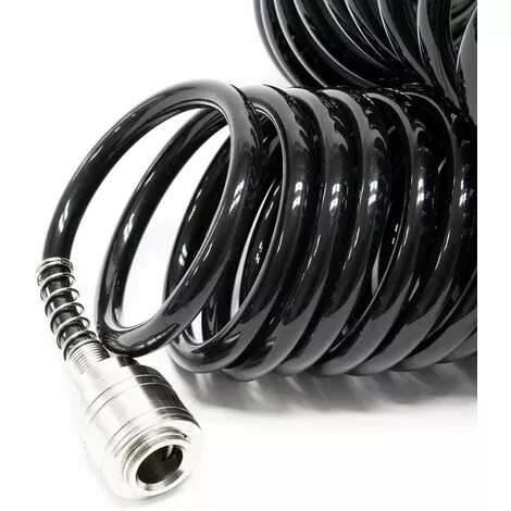 WILTEC Tuyau D'air Comprimé PU 15m 5x8mm En Spirale Avec Raccord Rapide Embout Mâle Et Protection Anti-plis 4 WILTEC Tuyau D'air Comprimé PU 15m 5x8mm En Spirale Avec Raccord Rapide Embout Mâle Et Protection Anti-plis – Image 2