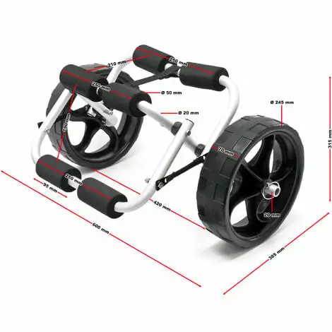 WILTEC Chariot De Transport Alu Pliable 45kg Kayak Canoë Avec Roues PU & Sangles En Nylon Fixation Sécurité 4 WILTEC Chariot De Transport Alu Pliable 45kg Kayak Canoë Avec Roues PU & Sangles En Nylon Fixation Sécurité – Image 2