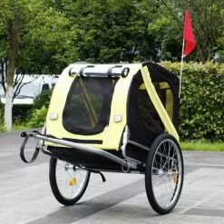 WILTEC Remorque De Vélo Chien Noire Et Jaune Raccord De Sécurité & Protection Contre Pluie Moustiquaire -Wiltec Boutique 23699979 3