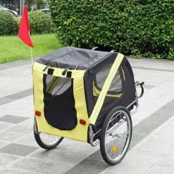 WILTEC Remorque De Vélo Chien Noire Et Jaune Raccord De Sécurité & Protection Contre Pluie Moustiquaire -Wiltec Boutique 23699979 4