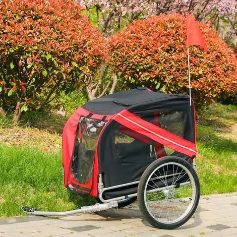WILTEC Remorque De Vélo Chien Noire Et Rouge Raccord De Sécurité & Protection Contre Pluie Moustiquaire 4 WILTEC Remorque De Vélo Chien Noire Et Rouge Raccord De Sécurité & Protection Contre Pluie Moustiquaire â Image 2