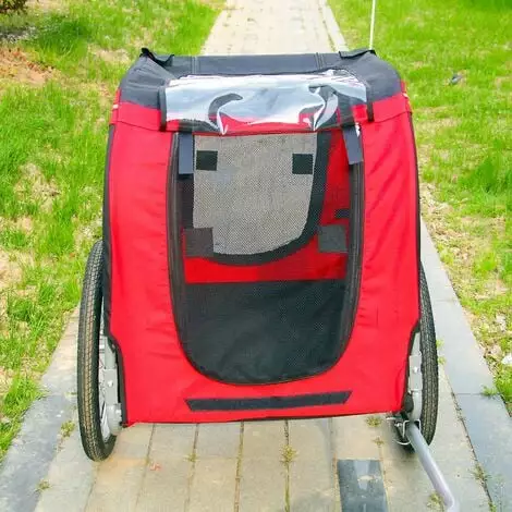 WILTEC Remorque De Vélo Chien Noire Et Rouge Raccord De Sécurité & Protection Contre Pluie Moustiquaire 6 WILTEC Remorque De Vélo Chien Noire Et Rouge Raccord De Sécurité & Protection Contre Pluie Moustiquaire â Image 4