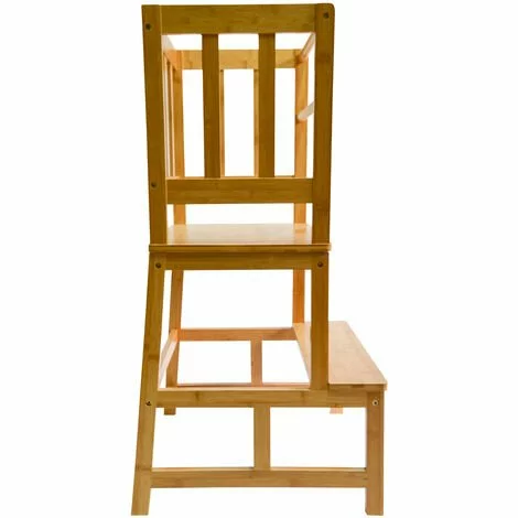 WILTEC Chaise D’enfant Tour D’apprentissage Bois 46x46x89cm Rampe & Barre Anti-chute Enfants 3 WILTEC Chaise D’enfant Tour D’apprentissage Bois 46x46x89cm Rampe & Barre Anti-chute Enfants – Image 2