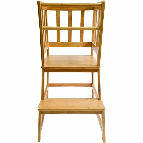 WILTEC Chaise D’enfant Tour D’apprentissage Bois 46x46x89cm Rampe & Barre Anti-chute Enfants 4 WILTEC Chaise D’enfant Tour D’apprentissage Bois 46x46x89cm Rampe & Barre Anti-chute Enfants – Image 3