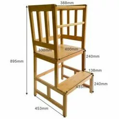 WILTEC Chaise D’enfant Tour D’apprentissage Bois 46x46x89cm Rampe & Barre Anti-chute Enfants 10 WILTEC Chaise D’enfant Tour D’apprentissage Bois 46x46x89cm Rampe & Barre Anti-chute Enfants -Wiltec Boutique 24438651 5