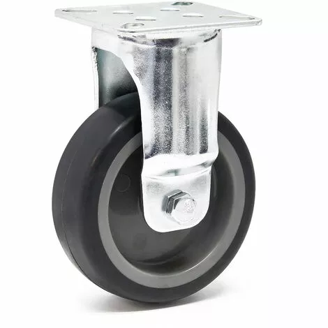 WILTEC Roulette Fixe 100mm Roue Plastique Gris Plaque Montage Dispositif Transport 80kg Usage Sans Traces 3 WILTEC Roulette Fixe 100mm Roue Plastique Gris Plaque Montage Dispositif Transport 80kg Usage Sans Traces