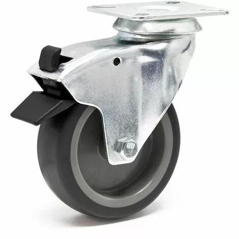 WILTEC Roulette Pivotante 100mm Avec Frein Plaque De Montage Dispositif Transport 80kg Usage Silencieux 3 WILTEC Roulette Pivotante 100mm Avec Frein Plaque De Montage Dispositif Transport 80kg Usage Silencieux