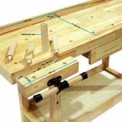 WILTEC Établi De Travail 45x49x86cm (Hévéa) Tiroir Espace Rangement Pince Et Crochet D’établi Aménagement 10 WILTEC Établi De Travail 45x49x86cm (Hévéa) Tiroir Espace Rangement Pince Et Crochet D’établi Aménagement -Wiltec Boutique 25057806 4