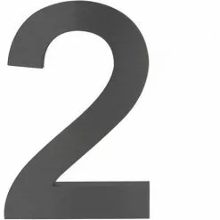 WILTEC Plaque Numéro Maison "2" Arial Anthracite 3D 20cm Acier Fin Résistant Intempéries Matériel Fixation -Wiltec Boutique 27196090 3