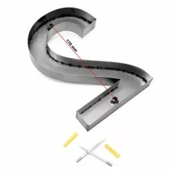 WILTEC Plaque Numéro Maison "2" Arial Anthracite 3D 20cm Acier Fin Résistant Intempéries Matériel Fixation -Wiltec Boutique 27196090 5