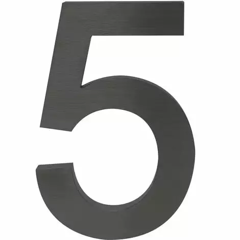 WILTEC Plaque Numéro Maison "5" Arial Anthracite 3D 20cm Acier Fin Résistant Intempéries Matériel Fixation 5 WILTEC Plaque Numéro Maison "5" Arial Anthracite 3D 20cm Acier Fin Résistant Intempéries Matériel Fixation – Image 3