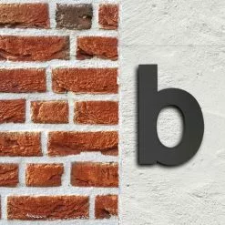 WILTEC Plaque Numéro Maison "b" Arial Anthracite 3D 15cm Acier Fin Résistant Intempéries Matériel Fixation -Wiltec Boutique 27196125 2