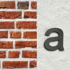 WILTEC Plaque Numéro Maison "a" Arial Anthracite 3D 15cm Acier Fin Résistant Intempéries Matériel Fixation -Wiltec Boutique 27196143 2