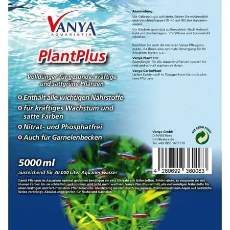WILTEC Vanya PlantPlus 5000ml Engrais Plantes D'aquarium Croissance & Couleur Sans Nitrate Et Phosphate 4 WILTEC Vanya PlantPlus 5000ml Engrais Plantes D'aquarium Croissance & Couleur Sans Nitrate Et Phosphate – Image 2