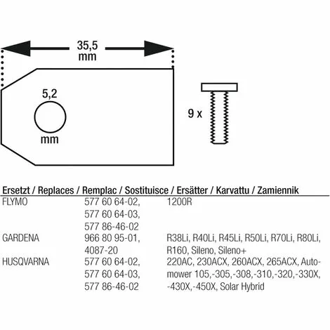 WILTEC Lames 9x0,4mm Vis Montage Automover Robot - Tondeuse Lames 4 WILTEC Lames 9x0,4mm Vis Montage Automover Robot - Tondeuse Lames – Image 2