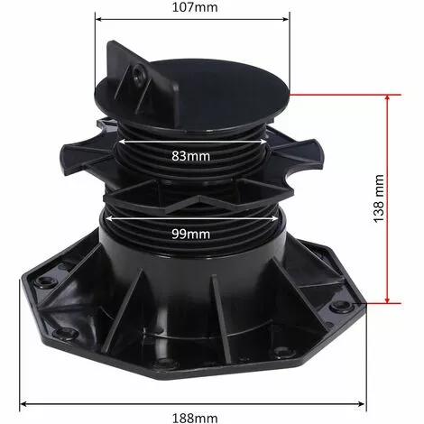 WILTEC XPOtool Plots De Fondation Charge 2700kg Pieds De Support Réglage En Hauteur 60-140mm Lames Terrasse 7 WILTEC XPOtool Plots De Fondation Charge 2700kg Pieds De Support Réglage En Hauteur 60-140mm Lames Terrasse â Image 5
