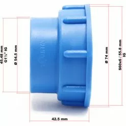 WILTEC Adaptateur IBC Plastique Filetage Femelle 45,48mm (1 1/2") Conteneur Avec Filet à Pas Grossier S60x6 -Wiltec Boutique 34826366 3