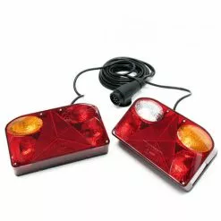 WILTEC Feux Arrière Remorque 2 Pièces 5 Fonctions Câble 5 M Fiche 13 Broches Lampes 12V Sécurité Routière