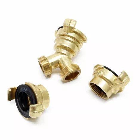 WILTEC Distributeur En Y Avec Raccords Rapides à Griffes 2× 26,44 Mm (3/4″) En Laiton 4 WILTEC Distributeur En Y Avec Raccords Rapides à Griffes 2× 26,44 Mm (3/4″) En Laiton – Image 2