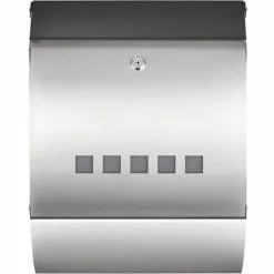 WILTEC Boîte Aux Lettres Avec Porte-journaux V32 Boîte Postale Murale Acier Inox Boîte Aux Lettres Argentée -Wiltec Boutique 37327380 3