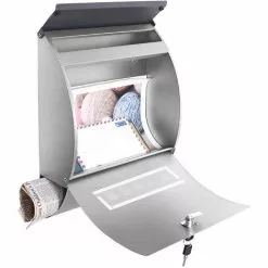 WILTEC Boîte Aux Lettres Avec Porte-journaux V32 Boîte Postale Murale Acier Inox Boîte Aux Lettres Argentée -Wiltec Boutique 37327380 5