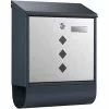 WILTEC Boîte Aux Lettres Avec Porte-journaux V36 Boîte Postale Murale Acier Inox Boîte Aux Lettres Gris Anthracite -Wiltec Boutique 37327394 1