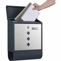 WILTEC Boîte Aux Lettres Avec Porte-journaux V36 Boîte Postale Murale Acier Inox Boîte Aux Lettres Gris Anthracite 9 WILTEC Boîte Aux Lettres Avec Porte-journaux V36 Boîte Postale Murale Acier Inox Boîte Aux Lettres Gris Anthracite -Wiltec Boutique 37327394 3