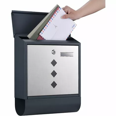 WILTEC Boîte Aux Lettres Avec Porte-journaux V36 Boîte Postale Murale Acier Inox Boîte Aux Lettres Gris Anthracite 5 WILTEC Boîte Aux Lettres Avec Porte-journaux V36 Boîte Postale Murale Acier Inox Boîte Aux Lettres Gris Anthracite – Image 3