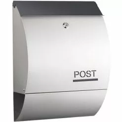 WILTEC Boîte Aux Lettres Avec Porte-journaux V33 Boîte Postale Murale Acier Inox Boîte Aux Lettres Argentée