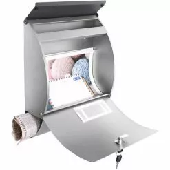 WILTEC Boîte Aux Lettres Avec Porte-journaux V33 Boîte Postale Murale Acier Inox Boîte Aux Lettres Argentée -Wiltec Boutique 37327416 3