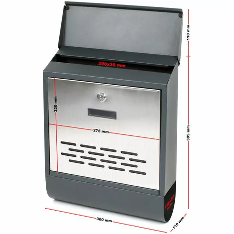 WILTEC Boîte Aux Lettres Avec Porte-journaux V37 Boîte Postale Murale Acier Inox Boîte Aux Lettres Gris Anthracite 6 WILTEC Boîte Aux Lettres Avec Porte-journaux V37 Boîte Postale Murale Acier Inox Boîte Aux Lettres Gris Anthracite – Image 4