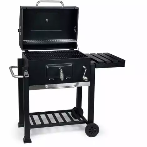 WILTEC Chariot Barbecue Clapet Étagère Clapet Anti-feu Compartiment Charbon Réglable Hauteur Thermomètre 3 WILTEC Chariot Barbecue Clapet Étagère Clapet Anti-feu Compartiment Charbon Réglable Hauteur Thermomètre