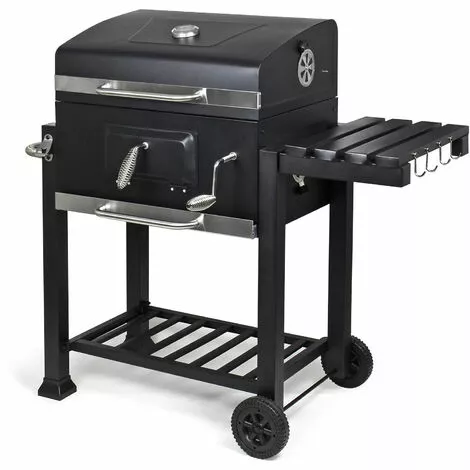 WILTEC Chariot Barbecue Clapet Étagère Clapet Anti-feu Compartiment Charbon Réglable Hauteur Thermomètre 4 WILTEC Chariot Barbecue Clapet Étagère Clapet Anti-feu Compartiment Charbon Réglable Hauteur Thermomètre – Image 2