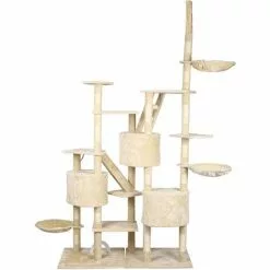 WILTEC Arbre à Chat 230-260cm Beige Tour Griffoir Avec Niches Hamacs & Échelle Tissu Peluche & Sisal -Wiltec Boutique 39840696 2