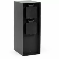 WILTEC 4-Multiprise De Jardin Usage Extérieur Forme Carrée 4 Voies Acier Fin 230V Borne Indice IP54