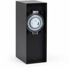 WILTEC 2-Multiprise De Jardin Usage Extérieur Acier Fin 2 Voies Borne Indice IP54 Avec Minuterie