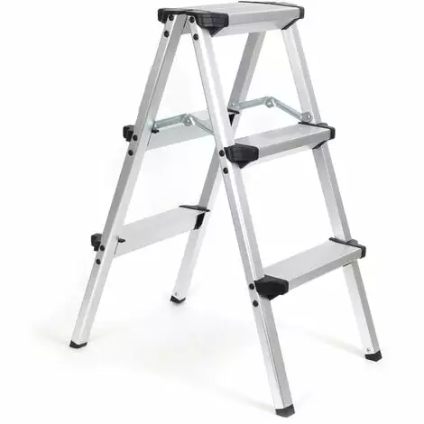 WILTEC XPOtool Échelle Pliante En Aluminium 150kg Escabeau 2 Fois 3 Marches Antiglisse 73cm 3 WILTEC XPOtool Échelle Pliante En Aluminium 150kg Escabeau 2 Fois 3 Marches Antiglisse 73cm