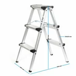 WILTEC XPOtool Échelle Pliante En Aluminium 150kg Escabeau 2 Fois 3 Marches Antiglisse 73cm 9 WILTEC XPOtool Échelle Pliante En Aluminium 150kg Escabeau 2 Fois 3 Marches Antiglisse 73cm -Wiltec Boutique 40537376 3