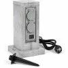 WILTEC Colonne De Prises Quadruple Aspect Granit, IP44, Prise Extérieure Capteur Crépusculaire, Câble 1,5 M -Wiltec Boutique 41444397 1