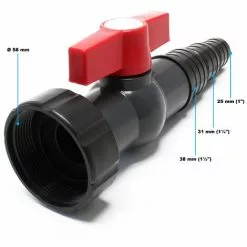 WILTEC Robinet à Boisseau Sphérique Avec Bague D'étanchéité Ø58mm & Embout à étages 25mm/31mm/38mm -Wiltec Boutique 4250521 2