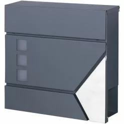WILTEC Boîte Aux Lettres Avec Porte-journaux V48 Boîte Postale Murale Acier Inox Boîte Aux Lettres Gris Anthracite 9 WILTEC Boîte Aux Lettres Avec Porte-journaux V48 Boîte Postale Murale Acier Inox Boîte Aux Lettres Gris Anthracite -Wiltec Boutique 45229436 3