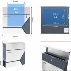 WILTEC Boîte Aux Lettres Avec Porte-journaux V42 Boîte Postale Murale Acier Inox Boîte Aux Lettres Gris Anthracite 11 WILTEC Boîte Aux Lettres Avec Porte-journaux V42 Boîte Postale Murale Acier Inox Boîte Aux Lettres Gris Anthracite -Wiltec Boutique 45229464 5