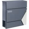 WILTEC Boîte Aux Lettres Avec Porte-journaux V44 Boîte Postale Murale Acier Inox Boîte Aux Lettres Gris Anthracite