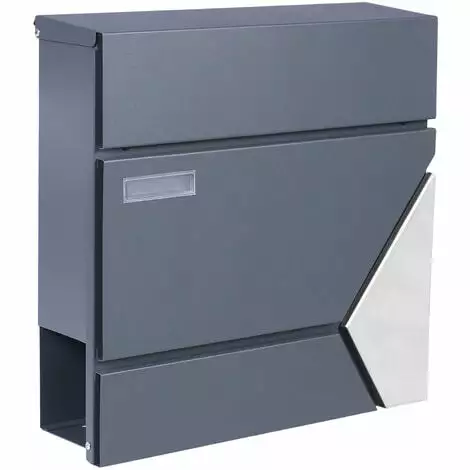WILTEC Boîte Aux Lettres Avec Porte-journaux V44 Boîte Postale Murale Acier Inox Boîte Aux Lettres Gris Anthracite 3 WILTEC Boîte Aux Lettres Avec Porte-journaux V44 Boîte Postale Murale Acier Inox Boîte Aux Lettres Gris Anthracite