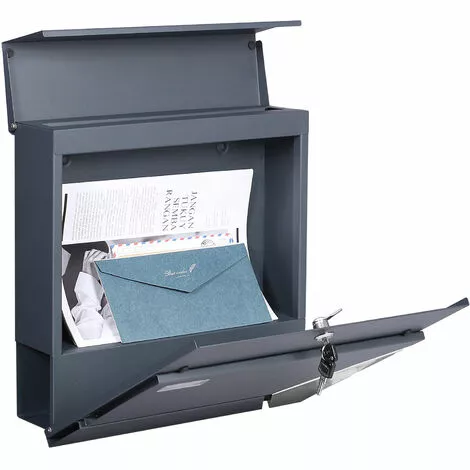 WILTEC Boîte Aux Lettres Avec Porte-journaux V44 Boîte Postale Murale Acier Inox Boîte Aux Lettres Gris Anthracite 4 WILTEC Boîte Aux Lettres Avec Porte-journaux V44 Boîte Postale Murale Acier Inox Boîte Aux Lettres Gris Anthracite – Image 2