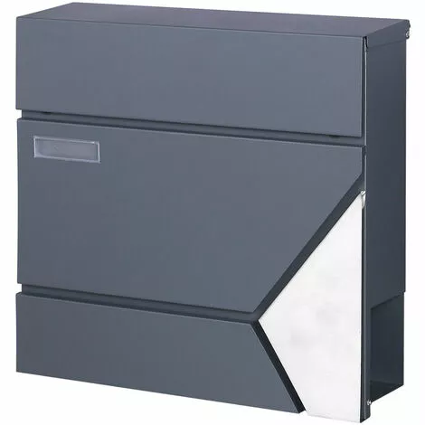 WILTEC Boîte Aux Lettres Avec Porte-journaux V44 Boîte Postale Murale Acier Inox Boîte Aux Lettres Gris Anthracite 5 WILTEC Boîte Aux Lettres Avec Porte-journaux V44 Boîte Postale Murale Acier Inox Boîte Aux Lettres Gris Anthracite – Image 3