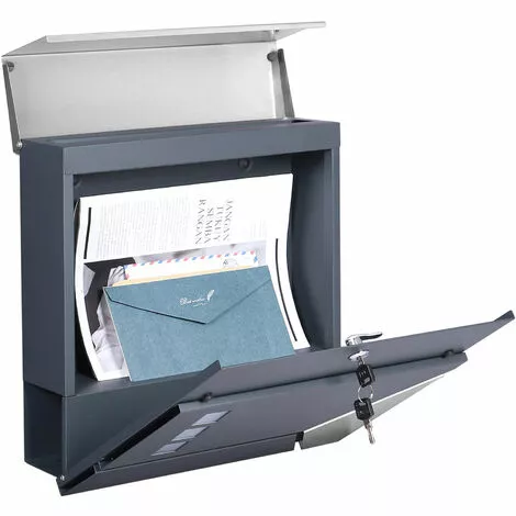 WILTEC Boîte Aux Lettres Avec Porte-journaux V47 Boîte Postale Murale Acier Inox Boîte Aux Lettres Gris Anthracite 4 WILTEC Boîte Aux Lettres Avec Porte-journaux V47 Boîte Postale Murale Acier Inox Boîte Aux Lettres Gris Anthracite – Image 2