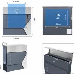 WILTEC Boîte Aux Lettres Avec Porte-journaux V47 Boîte Postale Murale Acier Inox Boîte Aux Lettres Gris Anthracite 11 WILTEC Boîte Aux Lettres Avec Porte-journaux V47 Boîte Postale Murale Acier Inox Boîte Aux Lettres Gris Anthracite -Wiltec Boutique 45229533 5